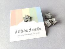 Load image into Gallery viewer, A little bit of sparkle tiny star enamel pin - Silver glittery star enamel pin - Cute enamel pin for friends - Mental health awareness gift
