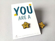 Load image into Gallery viewer, You are a star glitter enamel pin, cute tiny gold star
