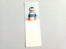 Load image into Gallery viewer, Penguin reading a book about penguins bookmark
