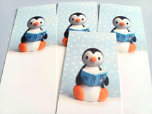 Load image into Gallery viewer, Penguin reading a book about penguins bookmark
