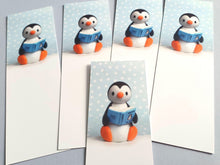 Load image into Gallery viewer, Penguin reading a book about penguins bookmark
