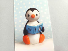 Load image into Gallery viewer, Penguin reading a book about penguins bookmark
