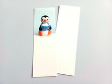 Load image into Gallery viewer, Penguin reading a book about penguins bookmark
