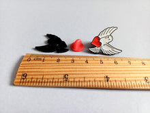 Load image into Gallery viewer, Dove and Heart Enamel Pin - Peace and Love Brooch
