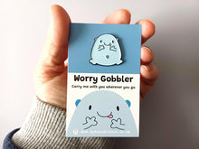 Load image into Gallery viewer, Worry Gobbler Enamel Pin – Positive Mental Health Badge
