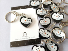 Load image into Gallery viewer, Penguin and Chick - Mum and Baby Love Heart Keyring
