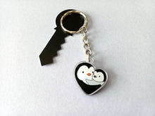 Load image into Gallery viewer, Penguin and Chick - Mum and Baby Love Heart Keyring
