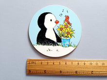 Load image into Gallery viewer, Penguin and Robin Coaster - Spring Theme, Daffodil Table Mat
