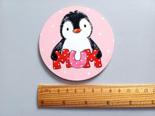 Load image into Gallery viewer, Mum Penguin - Pink Polka Dot Coaster
