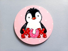 Load image into Gallery viewer, Mum Penguin - Pink Polka Dot Coaster

