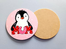 Load image into Gallery viewer, Mum Penguin - Pink Polka Dot Coaster
