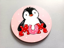 Load image into Gallery viewer, Mum Penguin - Pink Polka Dot Coaster
