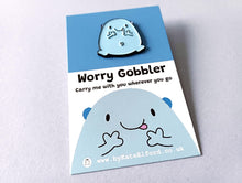 Load image into Gallery viewer, Worry Gobbler Enamel Pin – Positive Mental Health Badge
