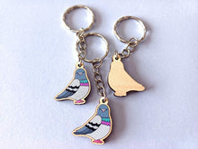 Load image into Gallery viewer, Mini Pigeon of Pride Keyring - Mini Wooden Pigeon Key Fob, Eco Friendly Wood, Positive Gift
