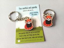 Load image into Gallery viewer, Mini Red Panda Keyring - Mini Wooden Restful Red Panda Key Fob, Eco Friendly Wood, Positive Gift
