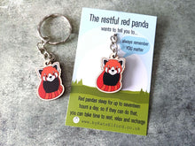 Load image into Gallery viewer, Mini Red Panda Keyring - Mini Wooden Restful Red Panda Key Fob, Eco Friendly Wood, Positive Gift
