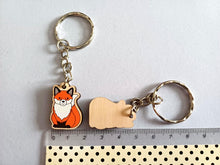Load image into Gallery viewer, Mini Fearless Fox Keyring - Mini Wooden Fox Key Fob, Eco Friendly Wood Gift
