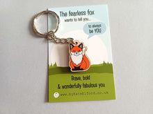 Load image into Gallery viewer, Mini Fearless Fox Keyring - Mini Wooden Fox Key Fob, Eco Friendly Wood Gift
