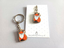 Load image into Gallery viewer, Mini Fox Keyring - Wooden Key Fob
