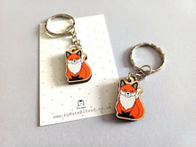 Load image into Gallery viewer, Mini Fox Keyring - Wooden Key Fob
