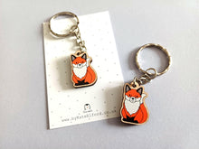 Load image into Gallery viewer, Mini Fox Keyring - Wooden Key Fob

