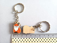 Load image into Gallery viewer, Mini Fox Keyring - Wooden Key Fob
