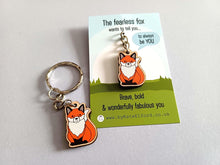 Load image into Gallery viewer, Mini Fearless Fox Keyring - Mini Wooden Fox Key Fob, Eco Friendly Wood Gift
