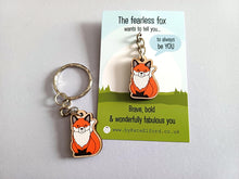 Load image into Gallery viewer, Mini Fearless Fox Keyring - Mini Wooden Fox Key Fob, Eco Friendly Wood Gift
