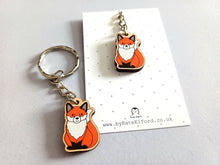 Load image into Gallery viewer, Mini Fox Keyring - Wooden Key Fob
