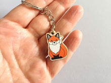 Load image into Gallery viewer, Mini Fox Keyring - Wooden Key Fob

