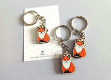 Load image into Gallery viewer, Mini Fox Keyring - Wooden Key Fob
