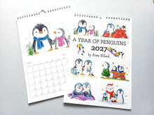Load image into Gallery viewer, Seconds - 2027 A Year of Penguins, A4 Wall Calendar -Spiral Bound Vertical Hanging
