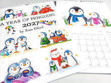 Load image into Gallery viewer, Seconds - 2027 A Year of Penguins, A4 Wall Calendar -Spiral Bound Vertical Hanging
