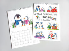 Load image into Gallery viewer, Seconds - 2027 A Year of Penguins, A4 Wall Calendar -Spiral Bound Vertical Hanging
