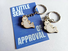 Load image into Gallery viewer, Seal of Approval Keyring - Tiny Eco Friendly Wood
