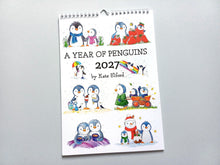 Load image into Gallery viewer, Seconds - 2027 A Year of Penguins, A4 Wall Calendar -Spiral Bound Vertical Hanging
