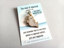 Load image into Gallery viewer, Seal of Approval Keyring - Tiny Wooden Charm, Eco Friendly
