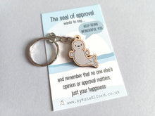 Load image into Gallery viewer, Seal of Approval Keyring - Tiny Wooden Charm, Eco Friendly
