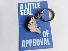 Load image into Gallery viewer, Seal of Approval Keyring - Tiny Eco Friendly Wood
