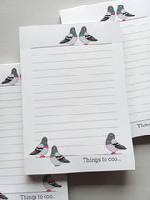 Load image into Gallery viewer, Pigeon A6 Notepad - Things To Coo
