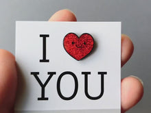 Load and play video in Gallery viewer, Red Heart Mini Enamel Pin: I Love You, Wonderfully Sparkly Brilliant You
