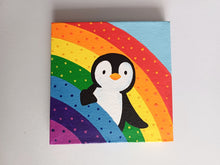 Load image into Gallery viewer, Penguin and rainbow, mini painting, original
