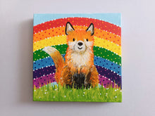 Load image into Gallery viewer, Fox and rainbow, mini painting, original

