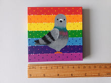 Load image into Gallery viewer, Pigeon and rainbow, mini painting, original
