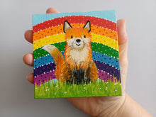 Load image into Gallery viewer, Fox and rainbow, mini painting, original
