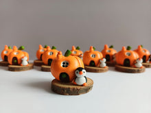 Load image into Gallery viewer, Tiny pumpkin house and penguin
