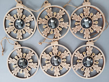 Load image into Gallery viewer, Wooden snowflake and penguin
