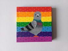 Load image into Gallery viewer, Pigeon and rainbow, mini painting, original
