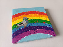 Load image into Gallery viewer, Pigeons and rainbow, mini painting, original
