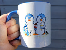 Load image into Gallery viewer, Penguins at the beach mug
